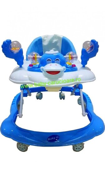 Premergator cu roti din silicon Baby Care ratusca- albastru