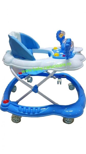 Premergator cu roti din silicon Baby Care ratusca- albastru