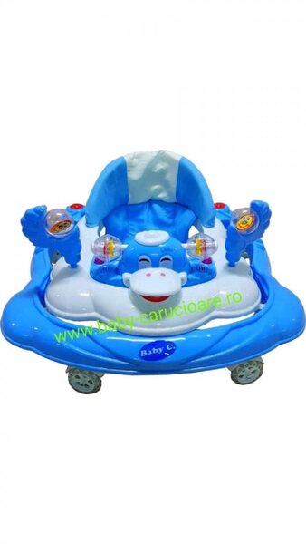 Premergator cu roti din silicon Baby Care ratusca- albastru